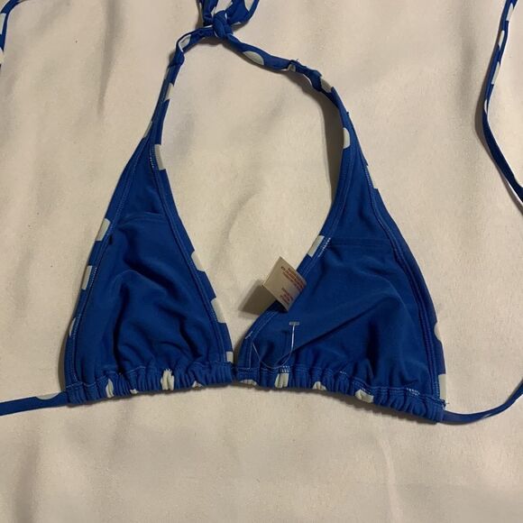Blue and white polkadot size Medium bottom/Small top bikini swimsuit - Picture 6 of 7